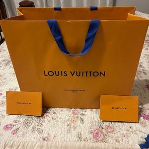 Genuine Louis Vuitton dust bag, carrying bag and two envelopes